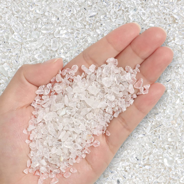 500g Transparent Vit - Tumbled Chips Rocks Gravel Kristaller, Små Krossade Kvarts Glasstenar För