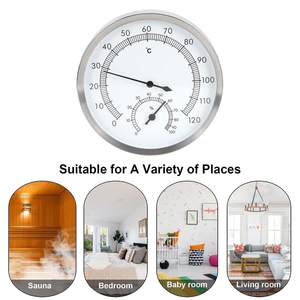 Analog termo-hygrometer, 2 i 1 termometer i rustfritt stål Hygr