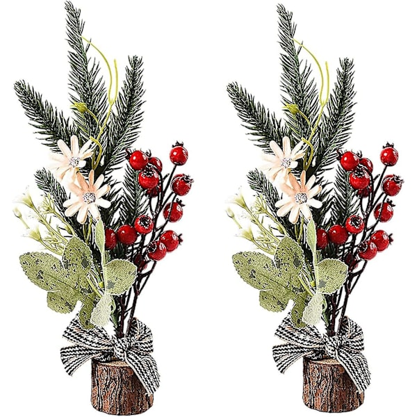 Set med 2 miniatyrkonstgjorda julgranar, 9,5''
