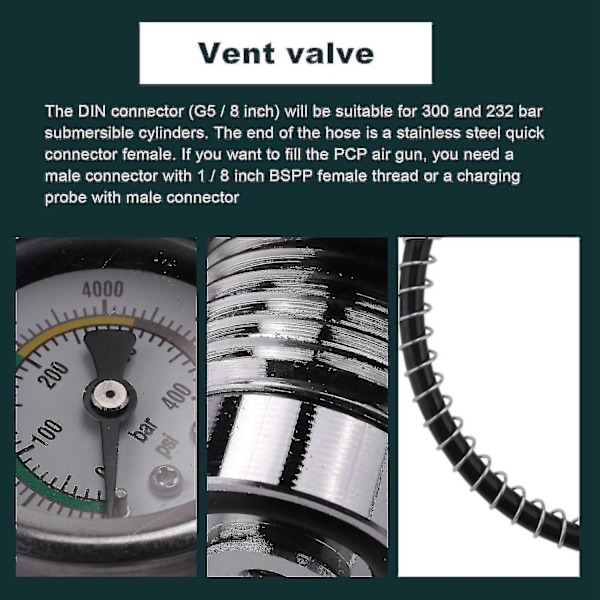 PCP Fyldningsstation Adapter til Dykkerflasker med G5/8\" DIN Adapter og 50cm Slange - WELLNGS