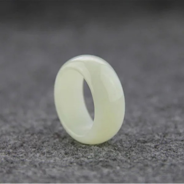 Ekte naturlig hvit jade ring for menn og kvinner, fint smykke Xinjiang Hetian Suet Jades Stone par gifteringer gaver for D Inner diameter 18mm