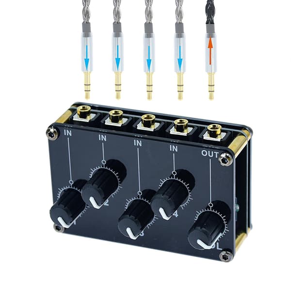 Mini 4-kanals 3,5 mm ljudlinjemixer Pro Live Studio Consoleinspelning
