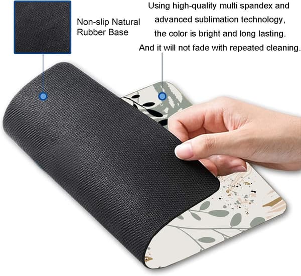 Musemåtte med Abstrakt Kunstdesign, Kvadratisk Musemåtte Vandafvisende Musemåtte med Skridsikker Gummibund Musemåtter til Kontor Laptop, Moderne Boho Blade