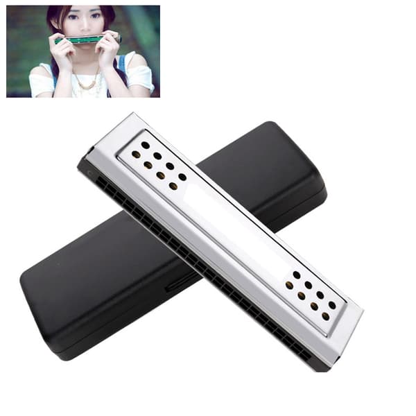 Harmonika C, 24 hullers blues harmonika C med etui til