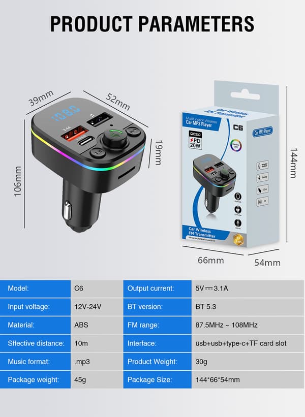 Bluetooth FM-sändare för bil