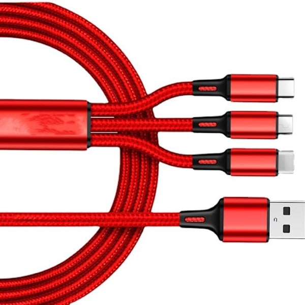 3-i-1 USB / USB Type-C USB-kabel Svart