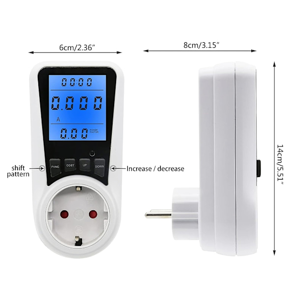 Energimätare med LCD-display 16A