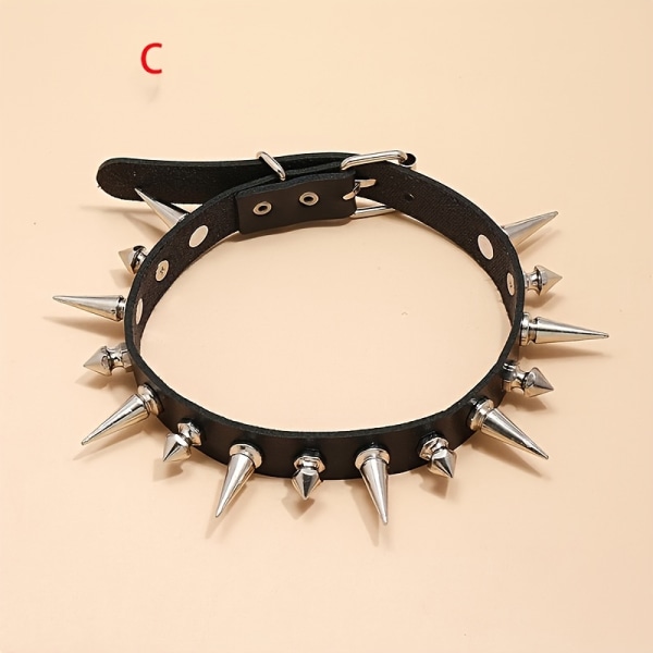 Punk Rock Niitattu PU Nahkainen Kaulakoru Miesten Muoti Niitti Piikki Hobnails Choker Soliskuoppa Kaulakoru Type D-Long Nails