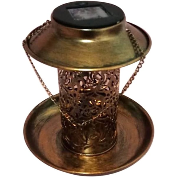 2 stk Hagefuglmater Metall Kolibrimater Solhage Lykt Utendørs Solcellelys Peanøttmater Sollamper Utendørs Henge Sol