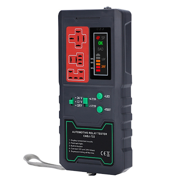 12V 24V Batteritest Reläanalysator Generator Checker Fordon Vevaxel Start Laddningssystem Motorcykel Diagnosverktyg