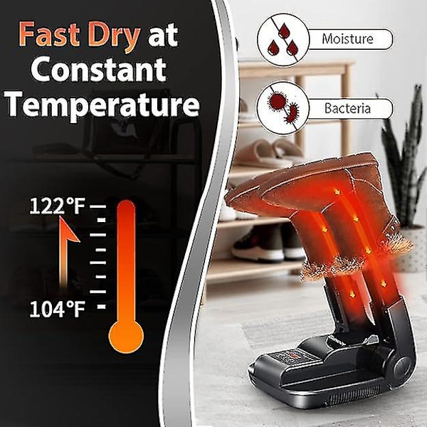 Støvletørrer, Skotørrer, Vanthandske Tørrer & Støvlevarmer med Opvarmningsblæser, Bærbar Justerbar Stativ og Timer, Foldsammenligning & Hurtig Tørring til Sko