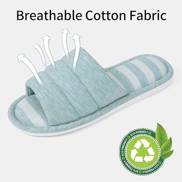 Hustofflor med öppen tå för damer och herrar, mjuka bomulls inomhusskor med memory foam, tofflor att sticka in foten i för sovrummet