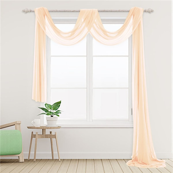 Stilful Vindue Sjal Valance Blød Lys Vindue Gardin Hjem Soveværelse Indretning Sort Black 1.3*5.5M