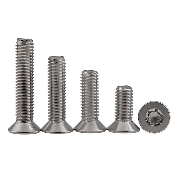 25 stk. M4 x 12 Senkskruer Rustfrit Stål 304 Torx Skruer Maskinskruer Standard Kørsel Fuldtrådede Skruer