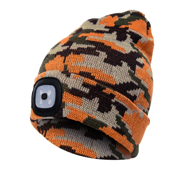 Lue med LED-lampe USB camouflage orange