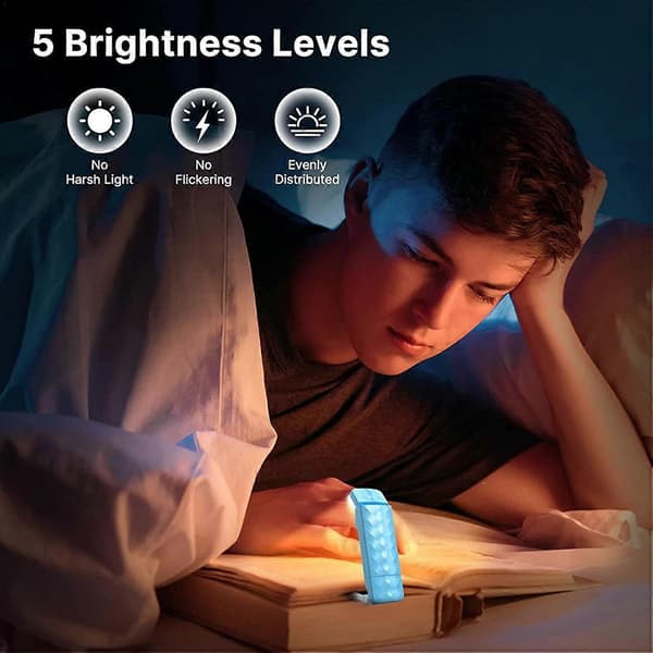 Bokklips Leselys LED Klips Boklys Justerbar For Lesing Øyebeskyttelse Mykt Lys For Seng Pult Sofa Blå