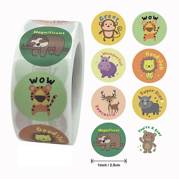 500pcs Reward Stickers Roll Kids Toys for School Reward Students Teachers Cute Animals Labels DIY Kids Gifts