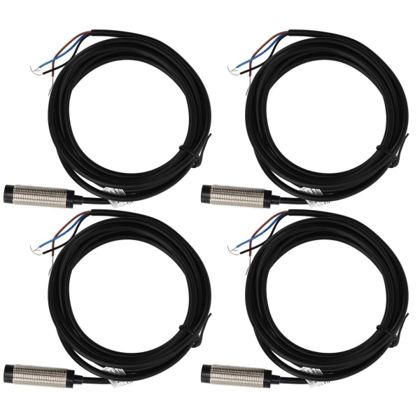 4 Set Induktiv närhetssensor 12mm Sond NPN 3 Tråd NO Kontakt 4mm Detektering Justeringssensor 6‑36VDC