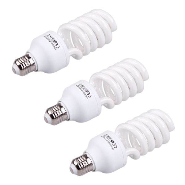 3x Kompakt E27 220v 5500k 45w Fotostudiolampa Videofotografering Dagsljuslampa Vit