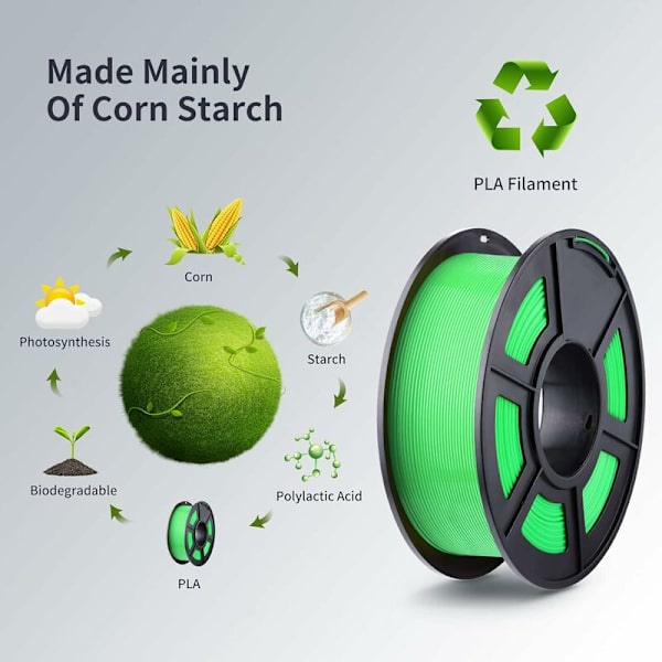 Filament 1,75 mm, Pla Plus 3D-printer filament, dimensionel nøjagtighed +/- 0,03 mm, 1 kg spole (2,2 lbs) 3D-printer filament til 3D-printer, lysegrøn