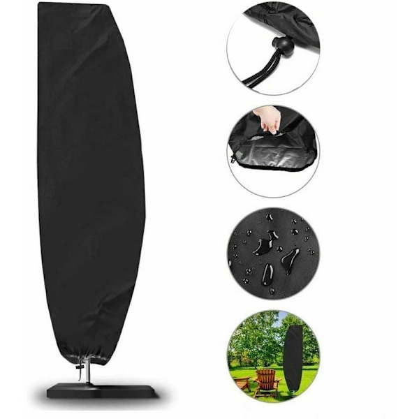 Cover, Cover for 2-4m Freestanding Parasol, Waterproof Cover, Cover, Black, 205 x 57 x 48/25cm