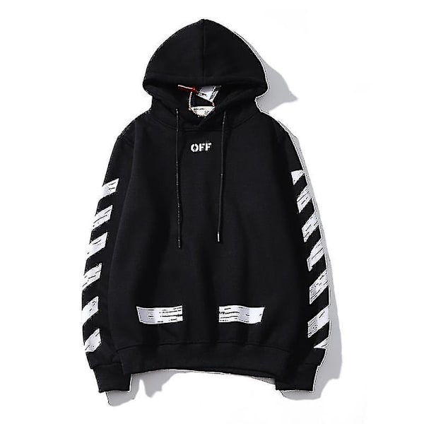 Stribet hættetrøje Retro Pile Off-white hættejakke Sort Black pp