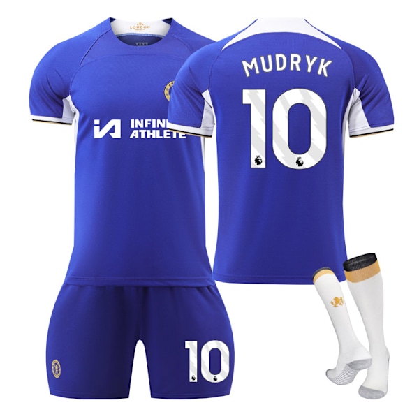 23-24 Uusi Chelsea kotipaita aikuisille ja lapsille setti NO.10 MUDRYK NO.10 MUD PRINT M