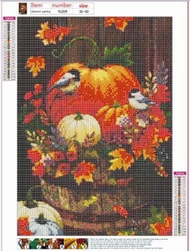 DIY Diamantmaleri Sæt Fugl Græskar Fuld Diamantbroderi