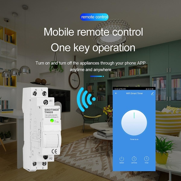 SINOTIMER TM609 WiFi Smart Timer Switch Tuya APP Fjernkontroll Trådløs Nedtellingstid Bryter Hjem Trapp Lys 220V 110V