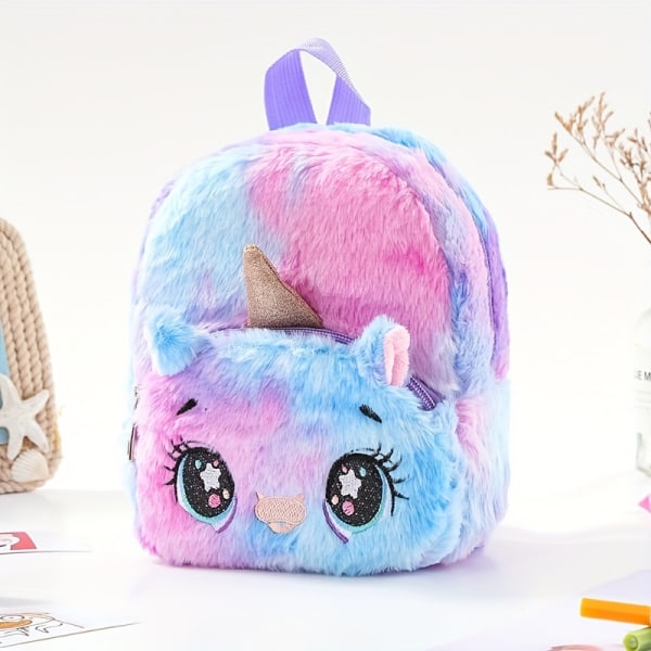 Enhörning Plysch Liten Skolväska Flickor Casual Ryggsäck Ryggsäck Söt Cartoon Toddler Förvaringsväska Color Fox