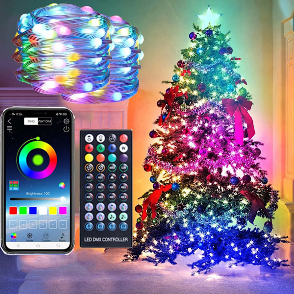 20M LED Bluetooth Fjernkontroll USB Garland Lys RGB Julelys 20M-200led