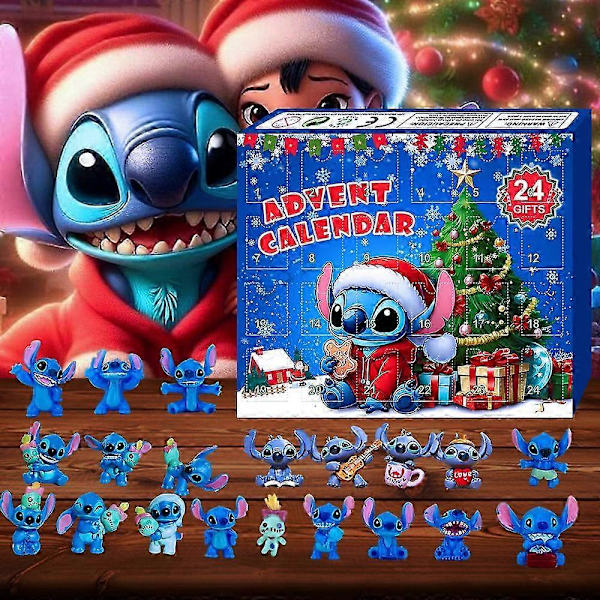 Julekalender 2024 Lilo & Stitch Actionfigur Legetøj 24 Dage Nedtælling Blind Box Overraskelsesgaver