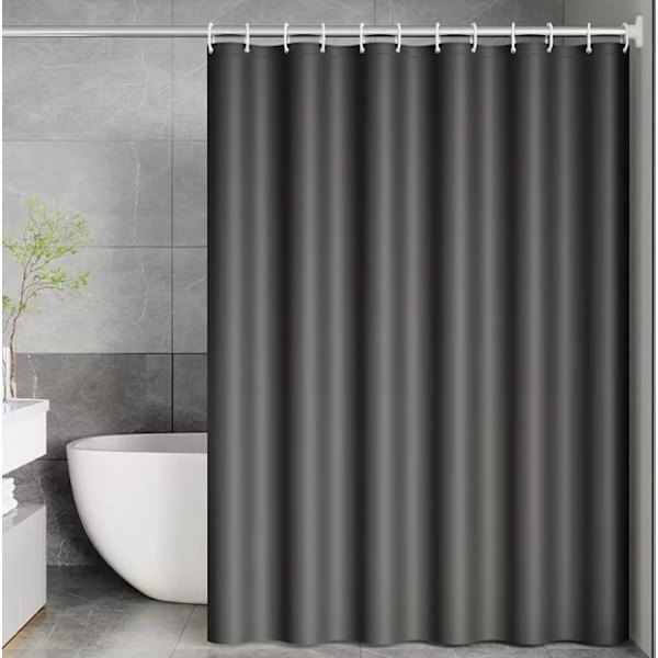 Vattentätt Duschdraperi 120x200 cm Svart Mögelresistent Badrumsfoder med Krokar