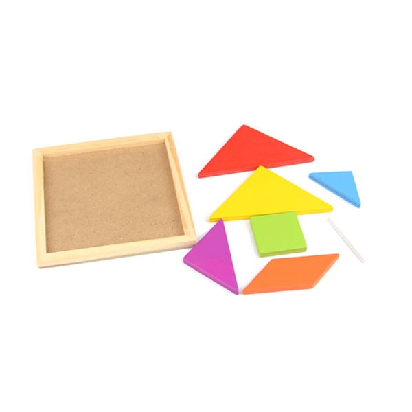 Sæt, farverige træpuslespil Tangram-sorterere, Tangram-puslespil til småbørn drenge piger 3+