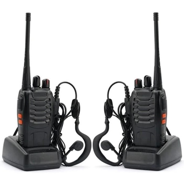 Pakke med 2 Baofeng BF888S walkie-talkies - 16 kanaler, opladningsbaser og headset inkluderet - Sort-Xin