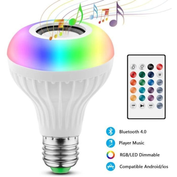 1 lampa Glödlampa Bluetooth LED Färger E27 Musikhögtalare RG