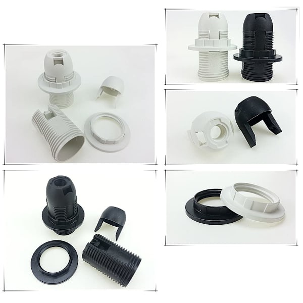 10-pak (sort og hvid) E14 plastlampeholder med Edison-gevind
