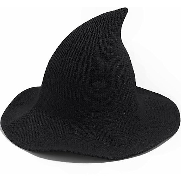 Halloween-hekshatt for kvinner med bred brem, sammenleggbar Halloween-hatt i ull for fest, cosplay-kostymetilbehør