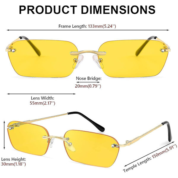 Retro Slim Rimless Aurinkolasit Kehyksettömät Kirkkaat Lasit Vintage Suorakulmaiset Aurinkolasit Naisille Miehille B2643