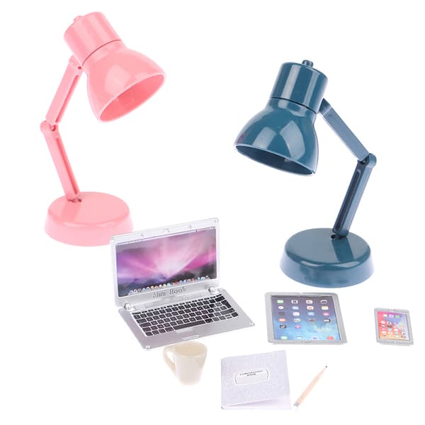 1:12 Dukkehuss Miniature Bærbar Computer Telefon Tablet Bordlampe Bog B