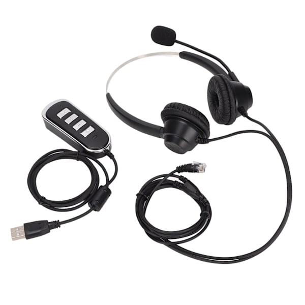 Telefon headset støyreduksjon binaural RJ9 plugg ledningsbasert forretnings headset med mikrofon USB lydkort for Call Center