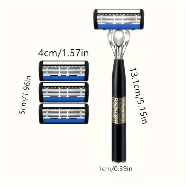 Säkerhetsrakhyvlar Tvättbar klassisk metall Normalt skägg och mustasch, 7-lagers manuell rakhyvel för män 1+24