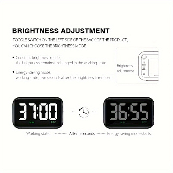 1 stk. bærbar stopur, multifunktions elektronisk timer (ekskl. batteri) White
