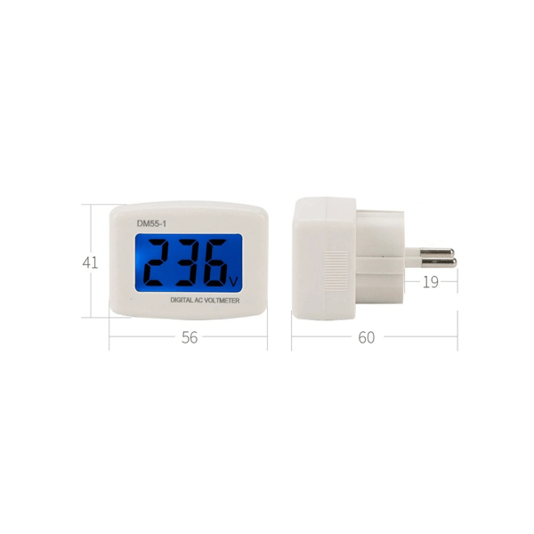 Digital LCD Voltmeter Blå Baggrundsbelysning 220V, EU Stik Spænding Te DXGHC