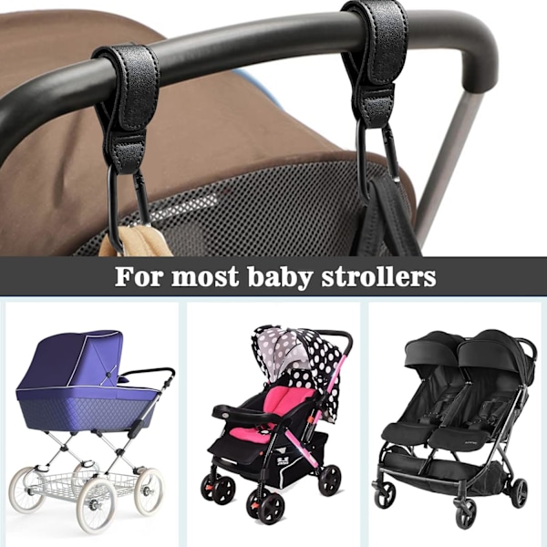 PCS Buggy Clips, PU Läder Barnvagnsklämmor för Väskor, Barnvagnstillbehör med Robust Karabinhake, Barnvagnsväskeklämmor