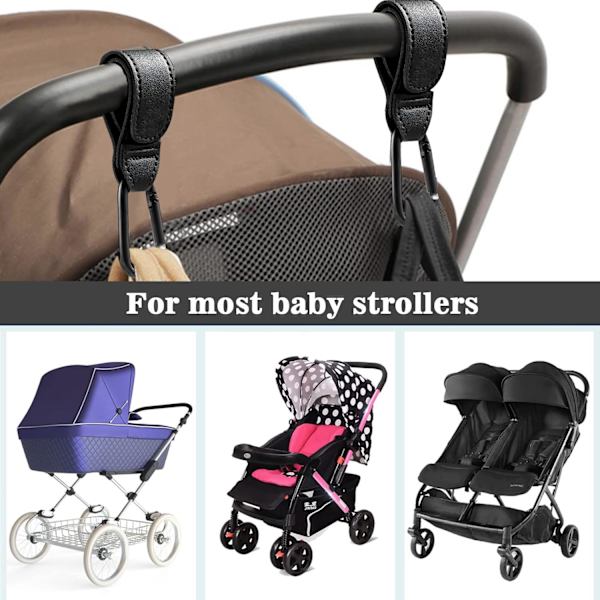 PCS Buggy Clips, PU Lær Vognklips for Vesker, Vogntilbehør med Robust Karabinkrok, Vognveskeklips