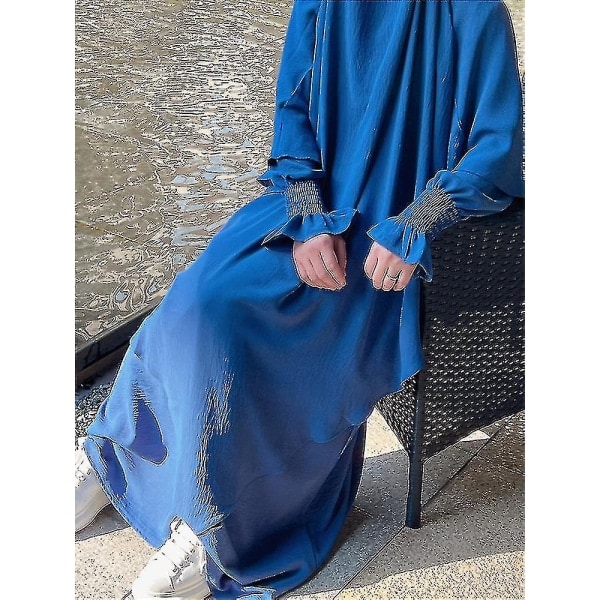 Ramadan Eid muslimsk kvinnlig Jilbab 2-delad Abaya med Hijab Lång Khimar Niqab Set Overhead Böneklänning Islam Outfit Djellaba Burka Svart Set XL-XXL