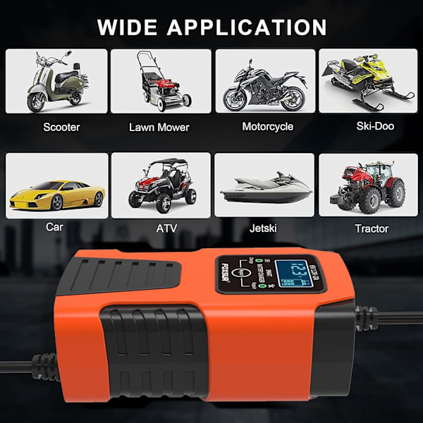 6V/12V 2A auton akun laturi: automaattinen, LCD-näyttö