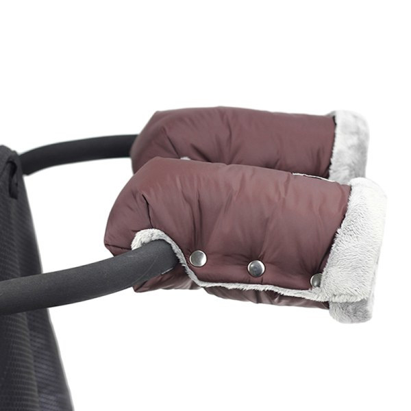 Fleece-käsimyssyt rattaille, talviset jäätymissuojakäsineet vauvalle, ruskea