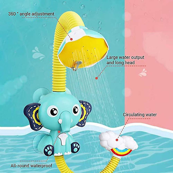 Elefant Baby Badebruser Hoved Vandpumpe og Nippel Irrigator